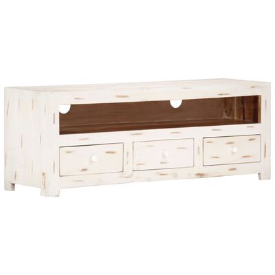 vidaXL TV Cabinet Solid Wood Acacia 110x30x40 cm White