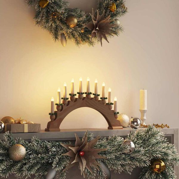 vidaXL Christmas Candle Arch with 10 LED Candles Brown 47 x 5 x 29 cm