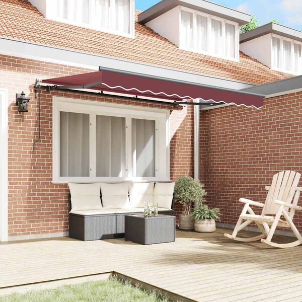 vidaXL Retractable Awning Burgundy 350 x 200 cm Fabric