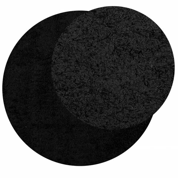 vidaXL Shaggy Rug PAMPLONA High Pile Modern Black &Oslash; 120 cm
