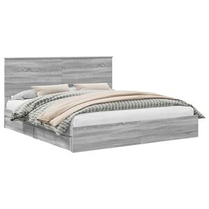 vidaXL Storage Bed Grey Sonoma 200 x 200 cm Engineered Wood