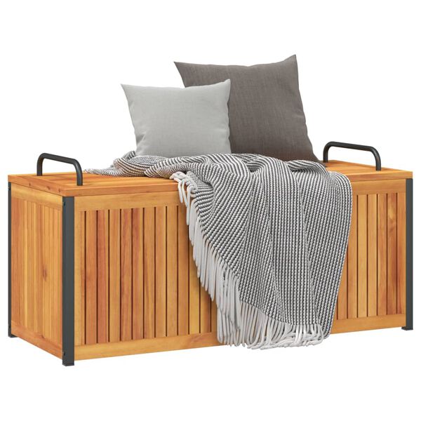 vidaXL Outdoor Cushion Box 110x45x42/53 cm Solid Wood Acacia and Steel