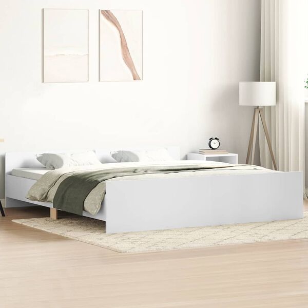 vidaXL Bed Frame without Mattress White 180x200 cm Super King