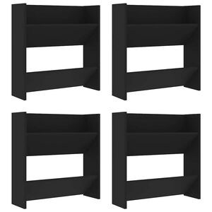 vidaXL Wall Shoe Cabinets 4 pcs Black 60x18x60 cm Engineered Wood