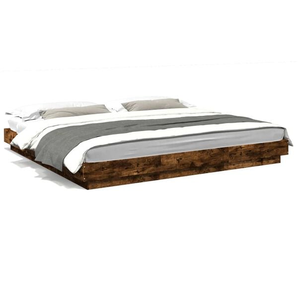 vidaXL Bed Frame without Mattress Smoked Oak 180x200 cm Super King