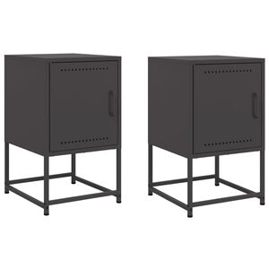 vidaXL Bedside Cabinets 2 pcs Black 36x39x60.5 cm Steel