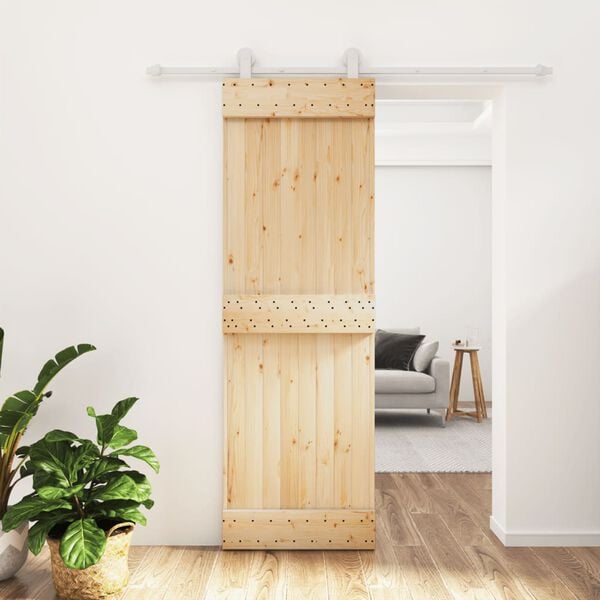 vidaXL Sliding Door with Hardware Set 70x210 cm Solid Wood Pine