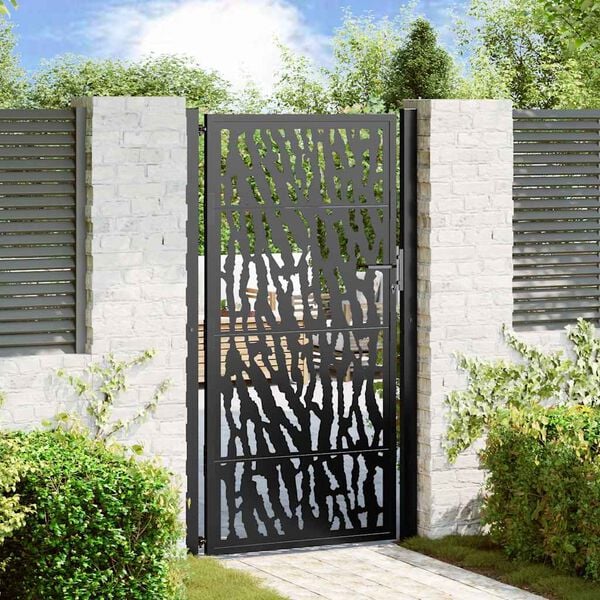 vidaXL Garden Gate Black 100x175 cm Steel Trace Design