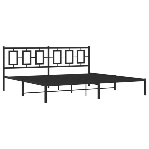 vidaXL Metal Bed Frame without Mattress with Headboard Black 200x200cm