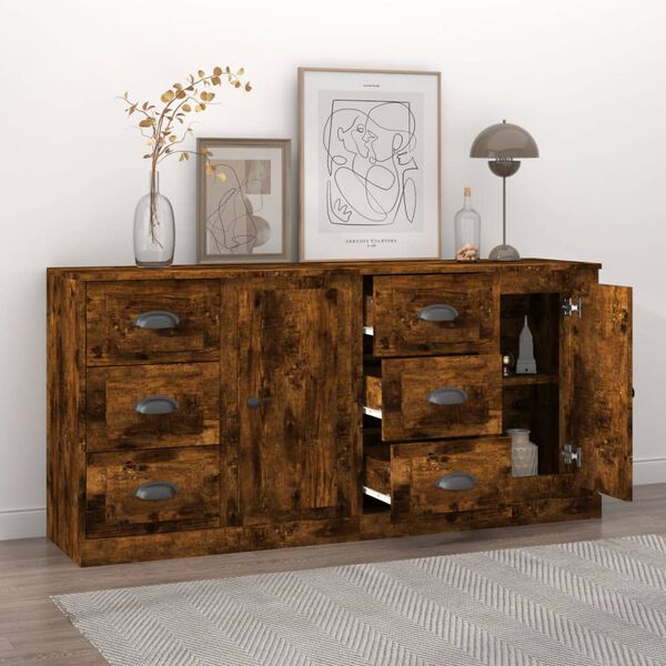 vidaXL Sideboards 2 pcs Smoked Oak Engineered Wood