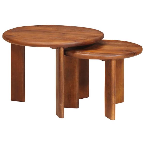 vidaXL Nesting Coffee Tables 2 pcs Honey Brown Solid Mango Wood