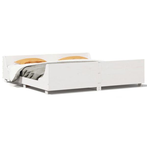 vidaXL Bed Frame without Mattress White 180x200 cm Super King Solid Wood Pine