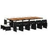 vidaXL 15 Piece Garden Dining Set with Cushions Black Poly Rattan