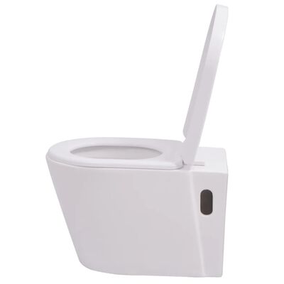 vidaXL Wall Hung Toilet with Concealed Cistern Ceramic White