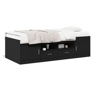 vidaXL Daybed with Drawers without Mattress Black 100x200 cm