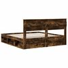 vidaXL Bed Frame Smoked Oak 200 x 200 cm Solid Pine Wood