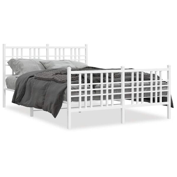 vidaXL Metal Bed Frame without Mattress with Footboard White 120x190cm