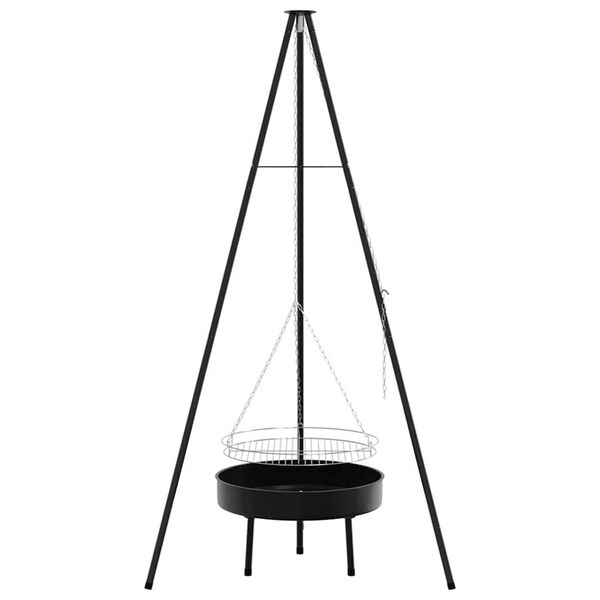 vidaXL Campfire Tripod Black 92 x 92 x 171.5 cm Metal