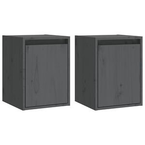 vidaXL Wall Cabinets 2pcs Grey 30x30x40 cm Solid Wood Pine