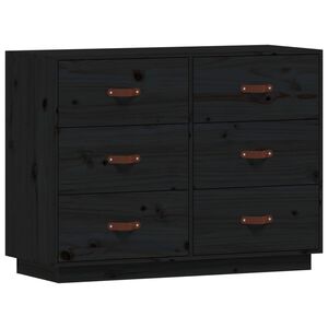 vidaXL Sideboard Black 100x40x75 cm Solid Wood Pine