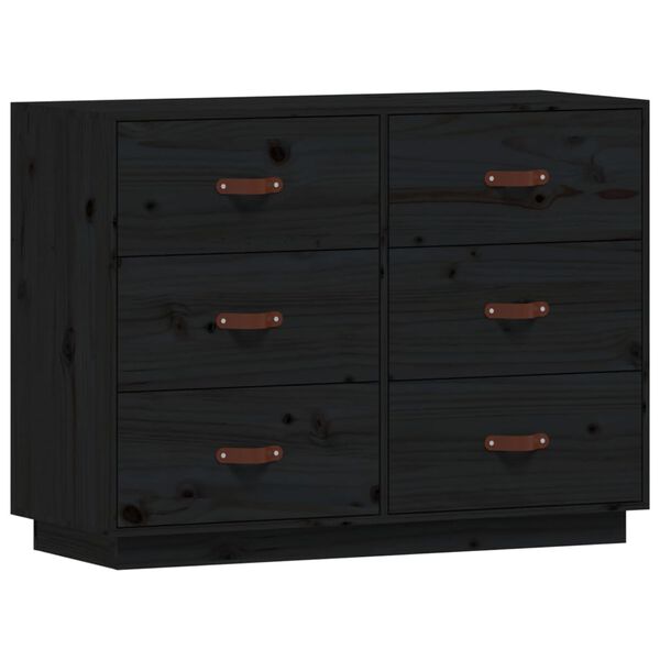vidaXL Sideboard Black 100x40x75 cm Solid Wood Pine