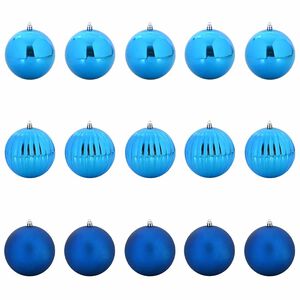 vidaXL Christmas Bauble Set XL 15 pcs Blue Plastic