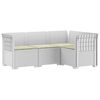 vidaXL 4-Seater Garden Sofa with Cushions Rattan Look PP White