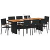 vidaXL Garden Dining Set 9 pcs Black Poly Rattan