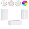 vidaXL 3 Piece TV Wall Cabinets with LED Lights White