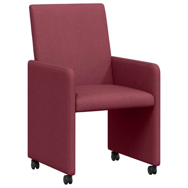 vidaXL Dining Chairs with Wheels 2 pcs Wine red 57 x 66 x 94 cm Fabric