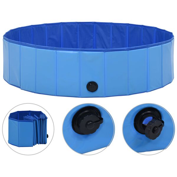 vidaXL Foldable Dog Swimming Pool Blue 120x30 cm PVC