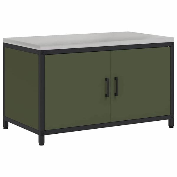 vidaXL Kitchen Storage with Shelf Olive Green 90 x 50 x 53 cm Steel
