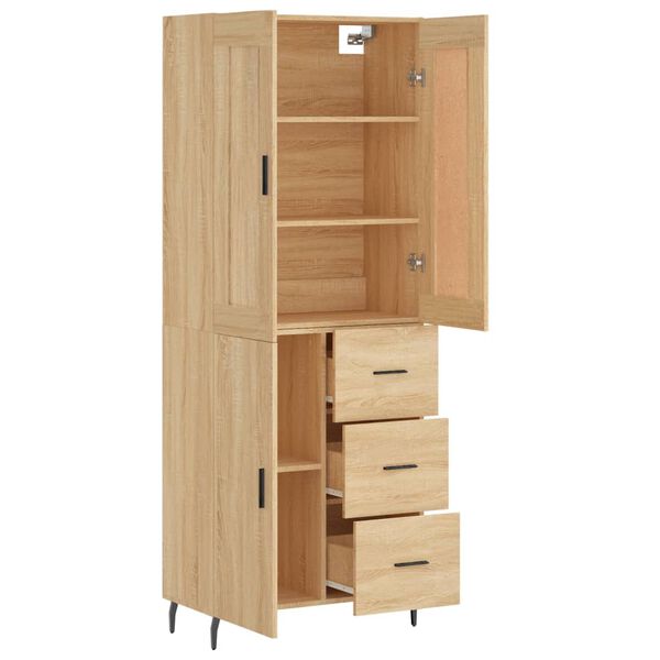 vidaXL Highboard Sonoma Oak 69.5x34x180 cm Engineered Wood