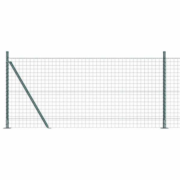 vidaXL Fence with Post Green 1 x 25 m Steel and PVC