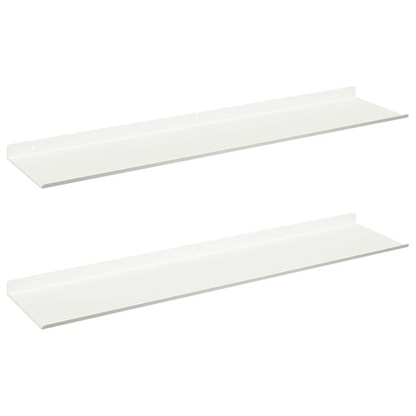 vidaXL Floating Shelf Wall-mounted 2 pcs White 80 x 18 x 2.5 cm Steel