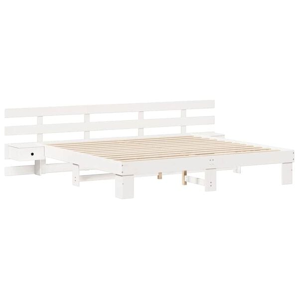 vidaXL Bed Frame with Headboard White 180 x 200 cm Solid Pine Wood