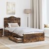 vidaXL Bed Frame with Drawer Smoked Oak 100 x 200 cm Engineered Wood