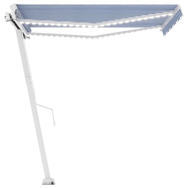 vidaXL Manual Retractable Awning with LED 350x250 cm Blue and White