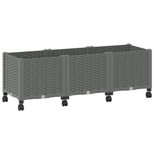 vidaXL Garden Planter with Wheels Light Grey 120 x 40 x 48 cm PP