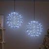 vidaXL Ball with 192 LEDs 2 pcs Cold white 31.5 x 31.5 x 32 cm Metal