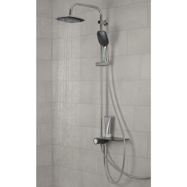 SCH&Uuml;TTE Overhead Shower Set with Lateral Tray AQUASTAR Chrome-Anthracite