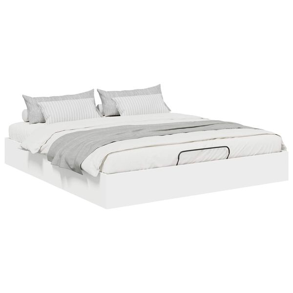 vidaXL Ottoman Bed Frame White 203 x 180 x 25 cm Chipboard