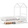 vidaXL Day Bed with Roof without Mattress White 90x200 cm Solid Wood