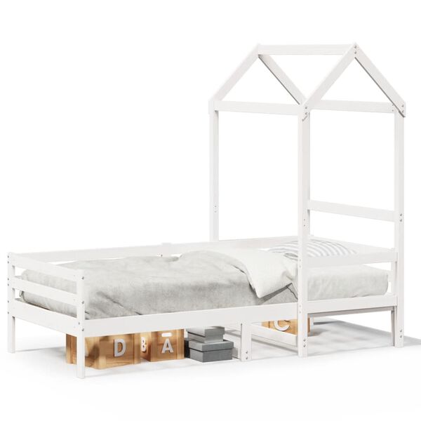 vidaXL Day Bed with Roof without Mattress White 90x200 cm Solid Wood