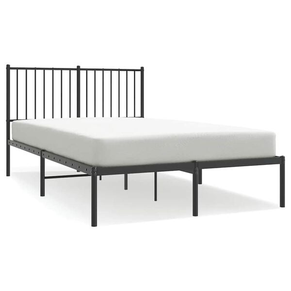 vidaXL Metal Bed Frame without Mattress with Headboard Black 120x200cm