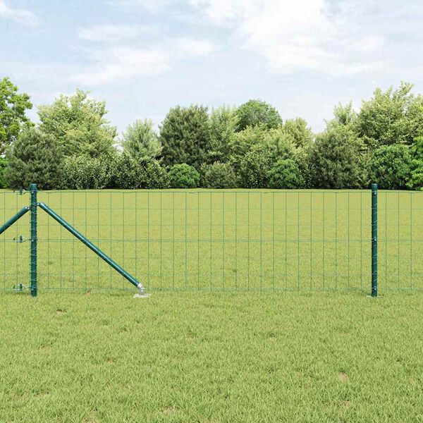 vidaXL Fence with Post Green 0.4 x 50 m Steel and PVC