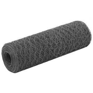 vidaXL Chicken Wire Fence Steel with PVC Coating 25x0,5 m Grey