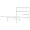 vidaXL Metal Bed Frame without Mattress with Headboard White 107x203cm