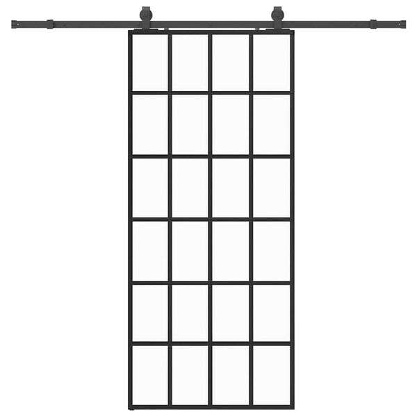 vidaXL Sliding Door with Hardware Set Black 90x205 cm ESG Glass