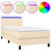 vidaXL Box Spring Bed with Mattress&LED Cream 90x190cm Fabric